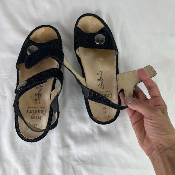 Finn Comfort Made in Germany Black Leather Sandals Size UK4.5 D/US 7, boho, chic - Picture 5 of 6